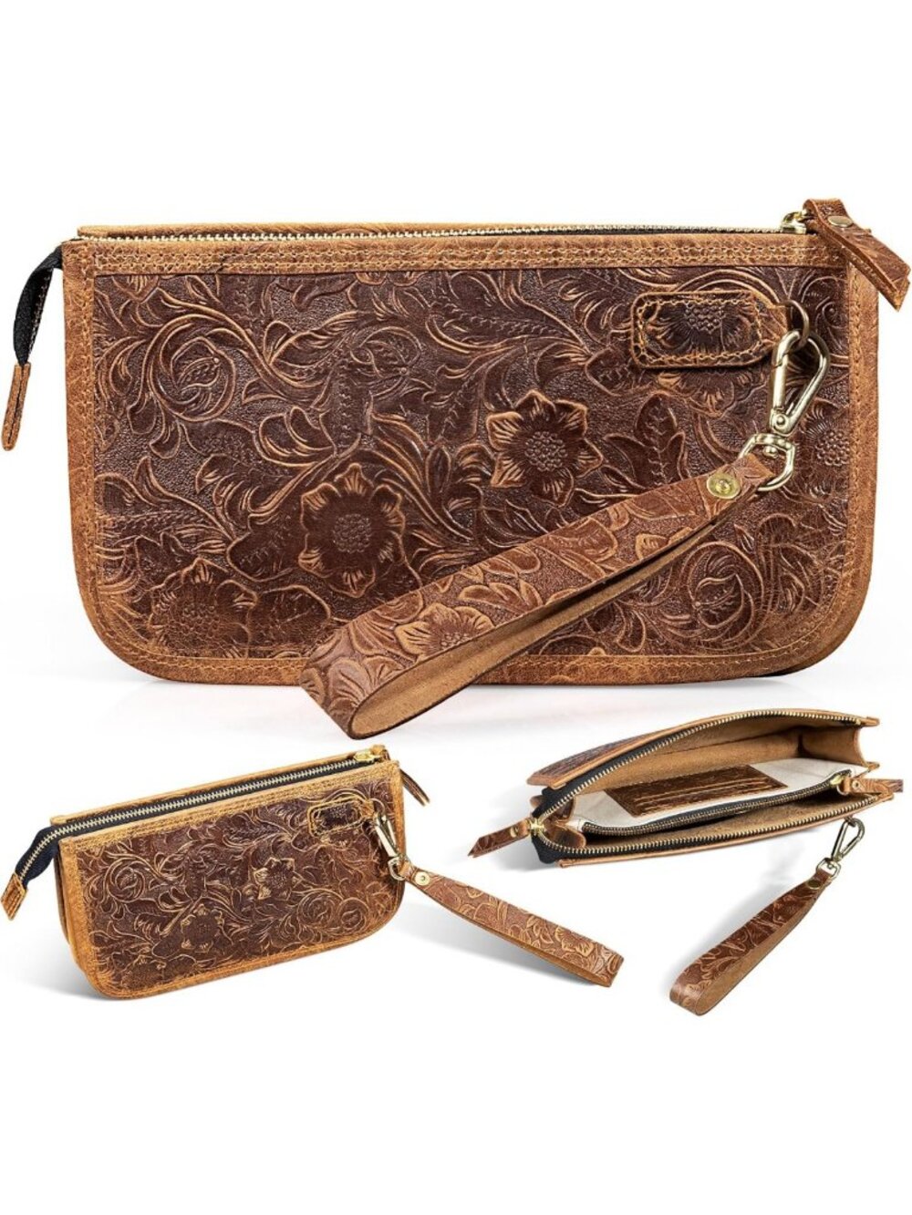 Stylish Genuine Leather Wristlet Clutch Bag for Men & Women - Versatile Handbag